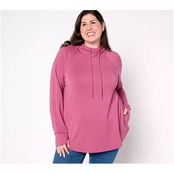 Belle by Kim Gravel MegaModal Funnel Neck Raglan Hoodie VIOLET QUARTZ XS A655263 - Picture 1 of 5